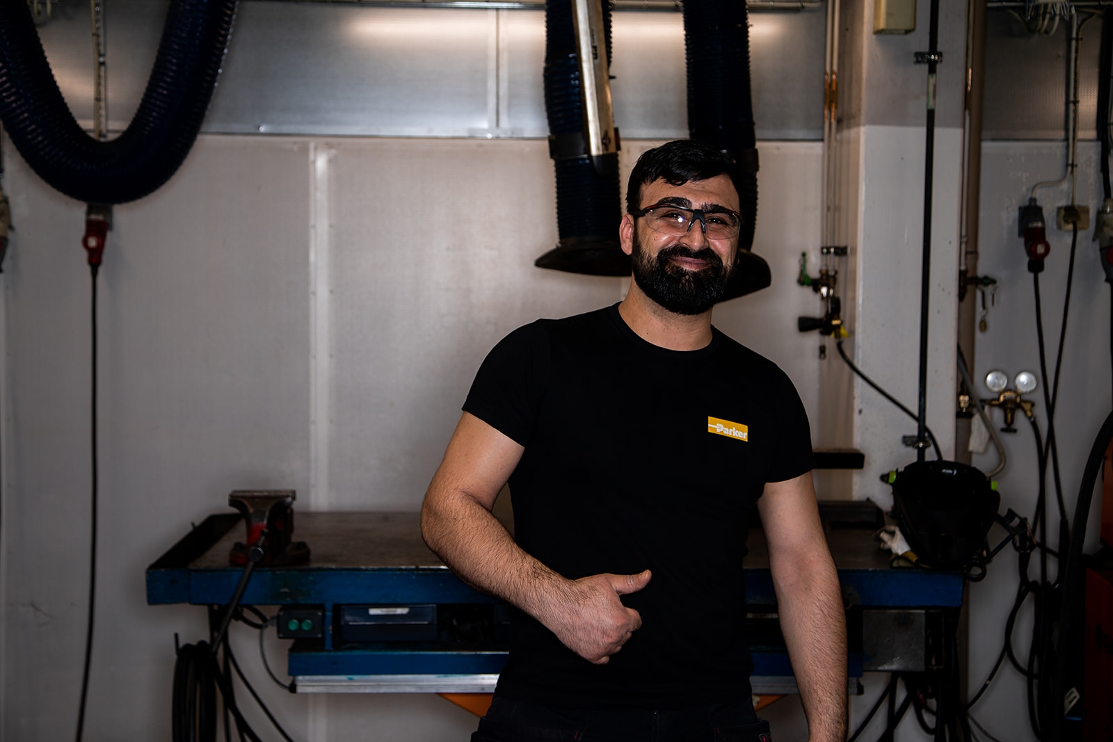 Parker i Falköping – porträtt i verkstad, skyddsutrustning